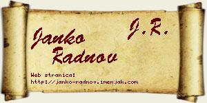 Janko Radnov vizit kartica